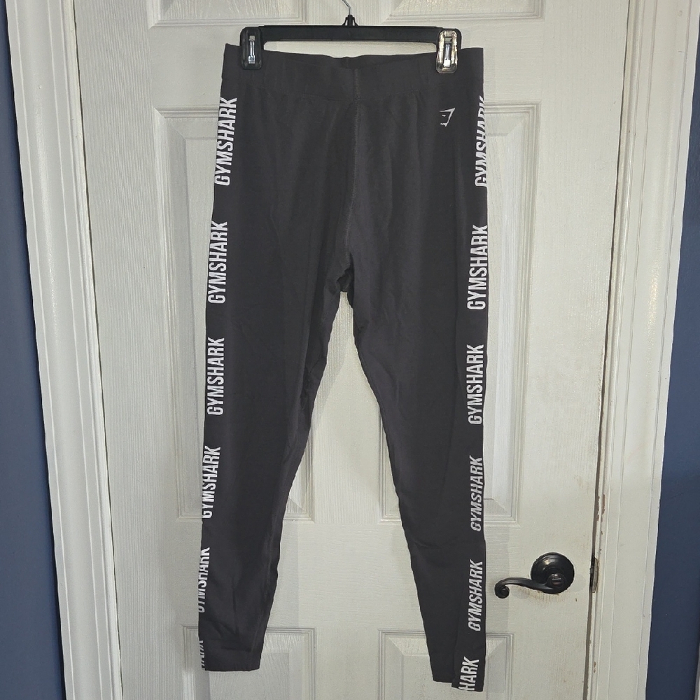 Gymshark Charcoal Leggings with White Branding